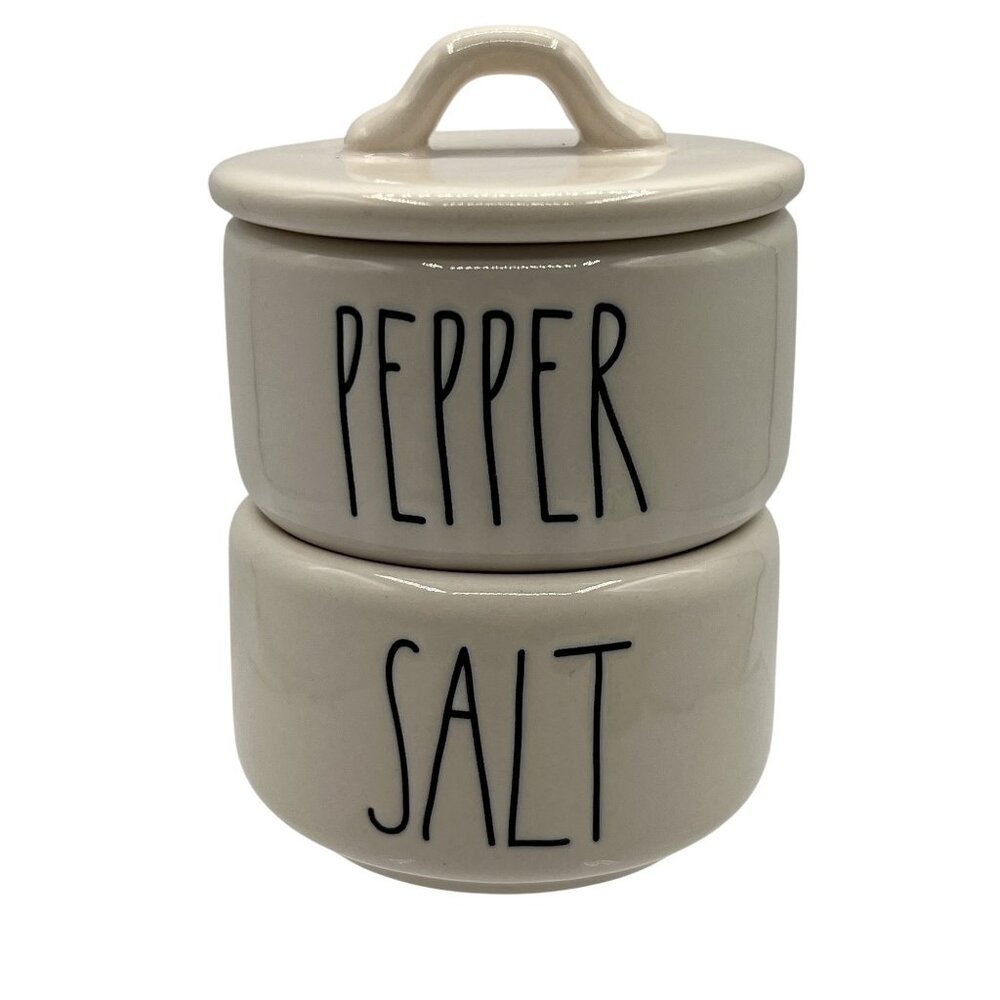 Rae Dunn by Magenta NEW Salt & Pepper Stacking Cellar Set Artisan Collection